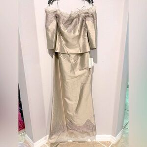 Sophisticated Beige Strapless Maxi Dress